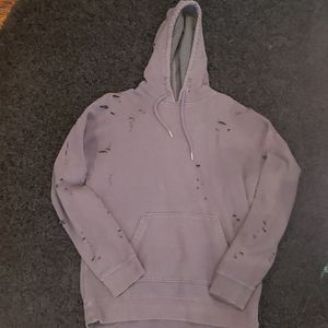 Men's Black Distressed Hoodie-M